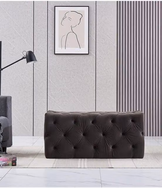Life Interiors Melia Single Velvet Ottoman Bench in Grey – 1
