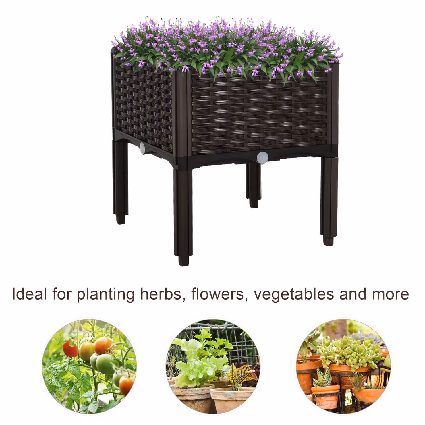 Outsunny Black Elevated Raised Garden Bed for Vegetables, Herbs and Flowers, Plastic WPC, W/D/H: 44 x 40 x 40 cm – 5