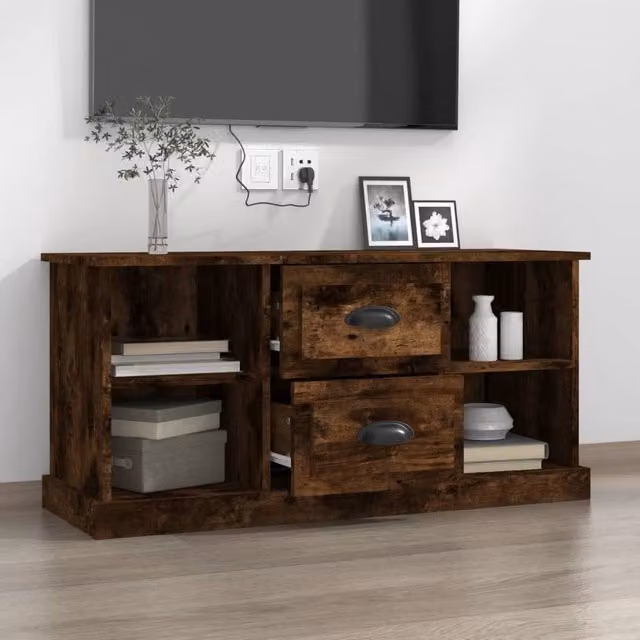Berkfield Home Smoked Oak TV Cabinet in Brown, W: 99.5 cm, D: 35.5 cm, H: 48 cm