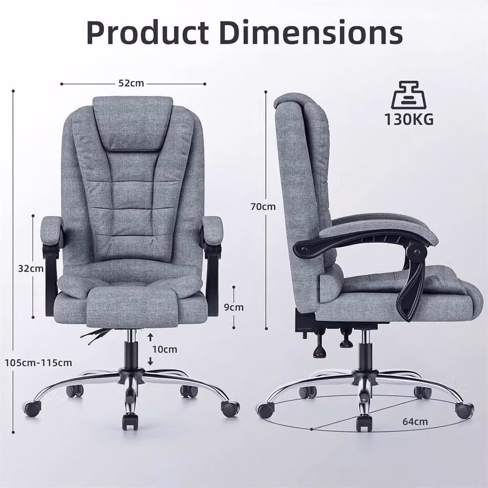 Nordara Grey Executive Swivel Office Chair with Headrest and Armrests – 2