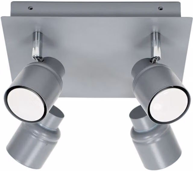 ValueLights Benton Grey 4 Way Square Bathroom Ceiling Spotlight, Adjustable LED GU10 Downlight