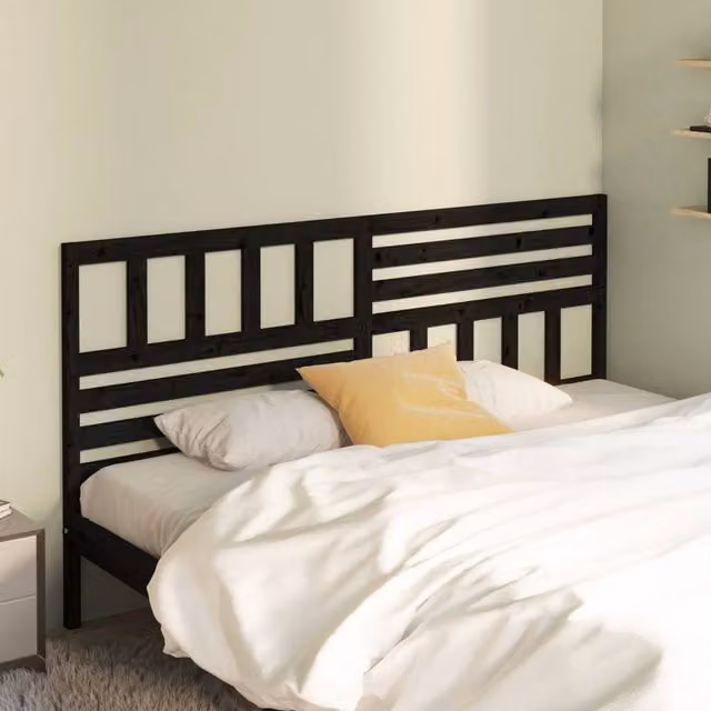 Berkfield Home Beautiful Black Solid Pine Wood Bed Headboard W/D/H: 206 x 4 x 100 cm – 1