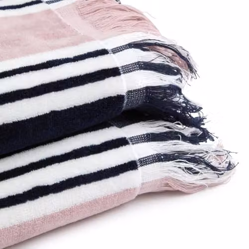 Christy College Striped Cotton Beach Towel in Navy Blue, W: 100 cm, L: 180 cm – 2