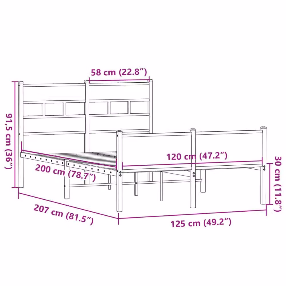 Berkfield Home Elegant Bed Frame in Sonoma Oak and Brown, W/D/H: 120 x 200 cm – 6