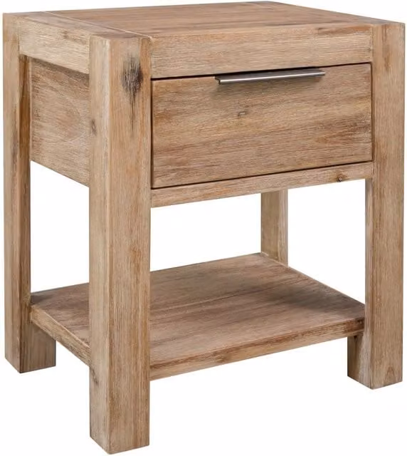 Berkfield Home Retro Nightstand with Drawer in Brown Solid Acacia Wood W/D/H: 40 x 30 x 48 cm