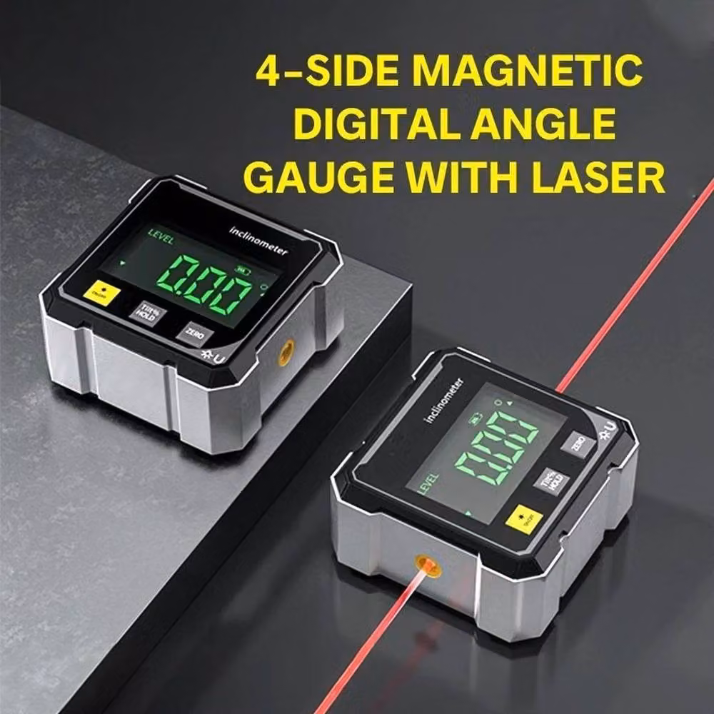 FLAVORA 360 Degree Magnetic Digital Angle Gauge Finder with Laser, Black – 2