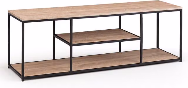 Julian Bowen Tribeca TV Unit in Sonoma Oak and Black, W/D/H: 140 x 40 x 47 cm