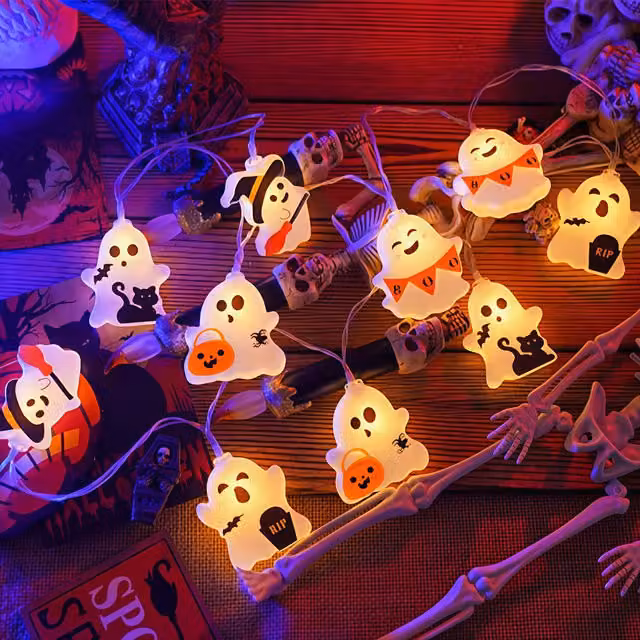 Latto White Halloween Ghost LED USB String Lights