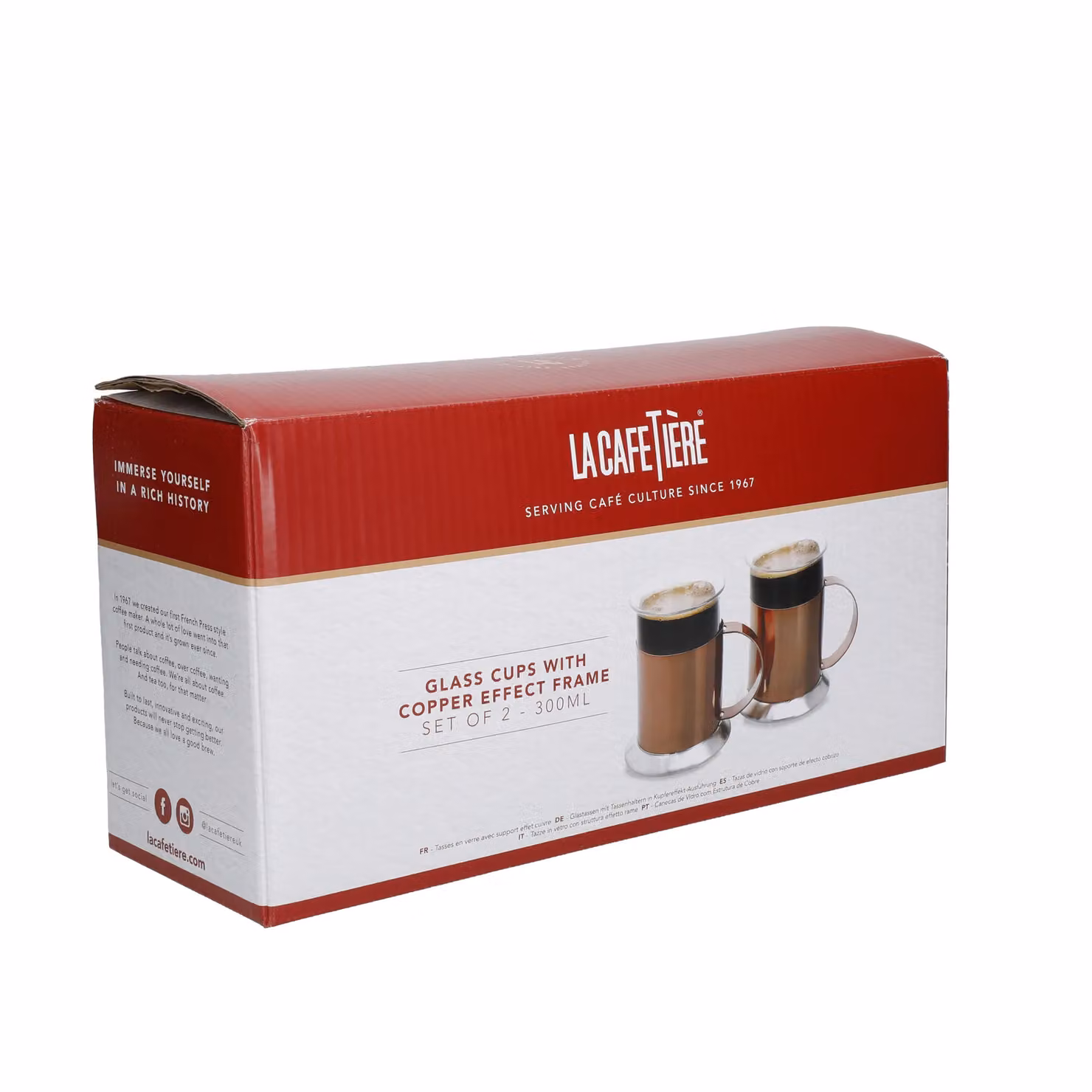 La Cafetiere Set of 2 Stainless Steel and Glass Mugs in Copper and Bronze Finish – 4