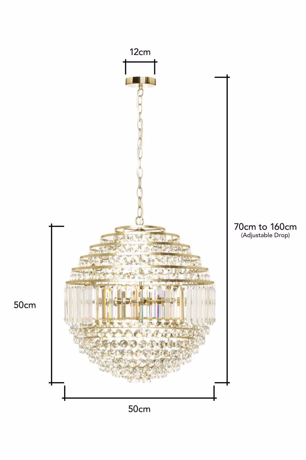 BHS Lighting Paladina Gold and Brass Crystal Sphere Ceiling Pendant Light – 2