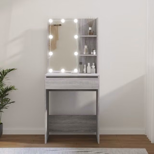 Berkfield Home Grey Sonoma Dressing Table with LED, W/D/H: 60 x 40 x 140 cm – 1
