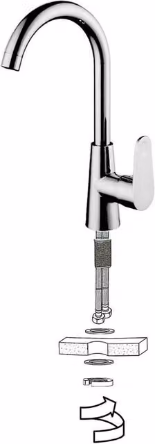 Nordara Single Lever Kitchen Sink Mixer Tap with Swan Neck Swivel Spout in Silver Chrome – 1