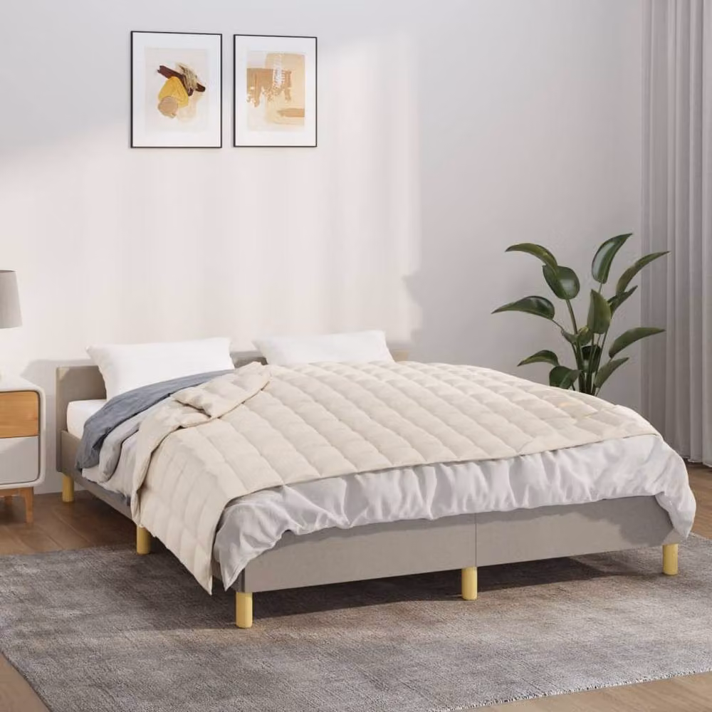 Berkfield Home Weighted Blanket, Beige and White, W/D/H: 140 x 200 cm, 10 kg – 2