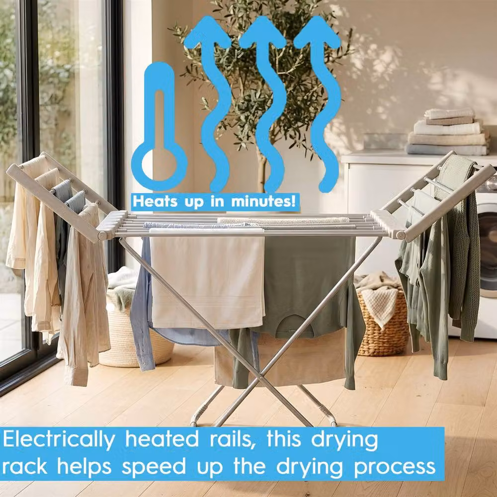 Harbour Housewares Electric Heated Clothes Airer in Silver – 6
