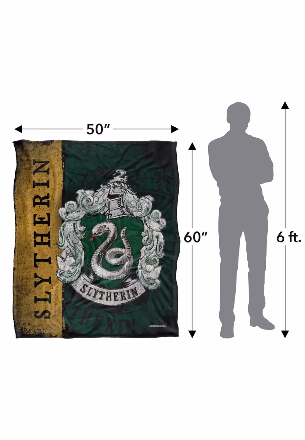 Warner Brothers Harry Potter Slytherin House Crest Fleece Blanket, W/D/H: 152 x 127 cm, White/Multicolour – 8