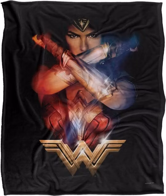 Warner Brothers Wonder Woman Silky Touch Super Soft Throw Blanket, White, W: 152 cm, D: 127 cm