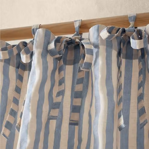 Pineapple Elephant Zanzibar Blue Striped Voile Curtain Panel W: 140 cm, H: 183 cm – 2
