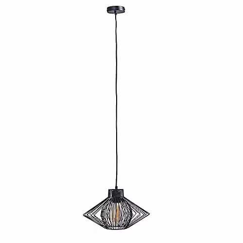 ValueLights Black Metal Industrial Cone Pendant Light, E27 LED Compatible, H: 36.5 cm, W: 36.5 cm, D: 36.5 cm