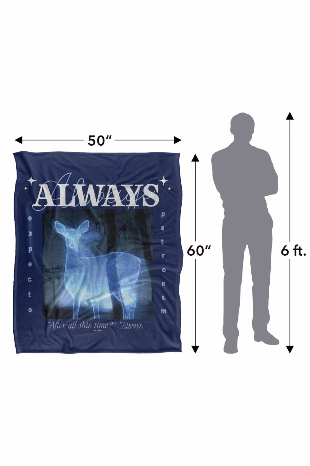 Warner Bros. Harry Potter Always Patronus Valentine Silky Touch Super Soft Polyester Throw Blanket in Blue and Multicolour, Extra Large – 3