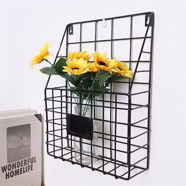 Nordara Black Metal Wall Mounted Wire Magazine and Newspaper Storage Rack – 1