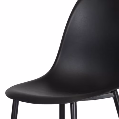 Core Products Aspen 5-Piece Dining Set with Round Grey-Oak Effect Table and 4 Black Ergonomic Curve Plastic Chairs – 3