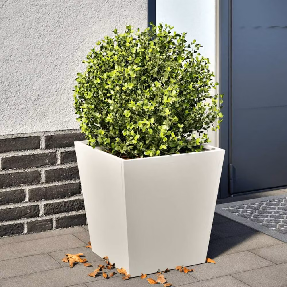 Berkfield Home Steel Garden Planter Tub, White, W/D/H: 40 x 40 x 40 cm – 2