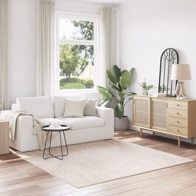 Berkfield Home Shaggy Rug in Beige, W x D: 200 x 200 cm
