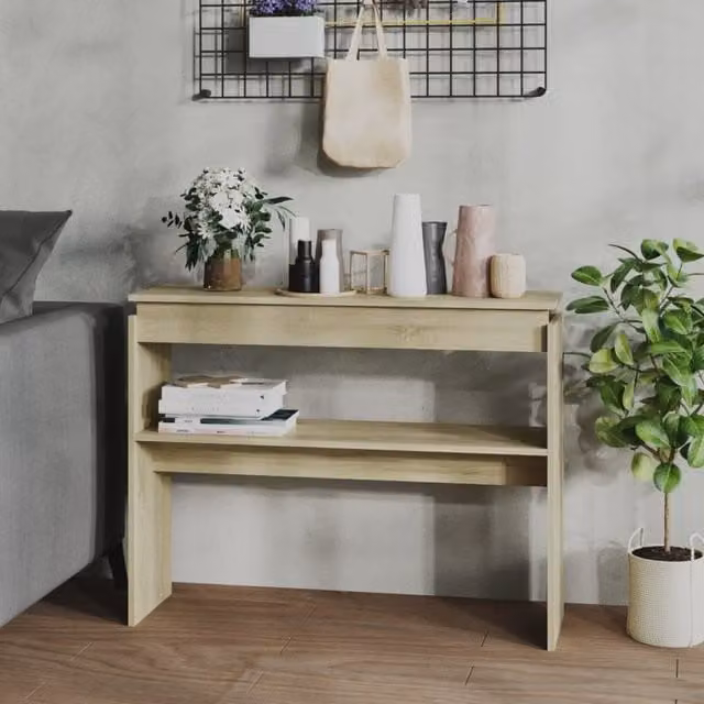 Berkfield Home Sonoma Oak Console Table in Brown, W/D/H: 102 x 30 x 80 cm