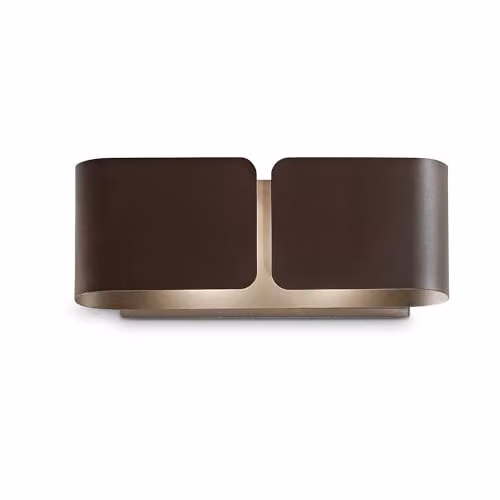 Ideal Lux CLIP AP2 MINI CORTEN Modern Rectangular Up and Down Wall Light in Bronze and Gold/Brass Metal