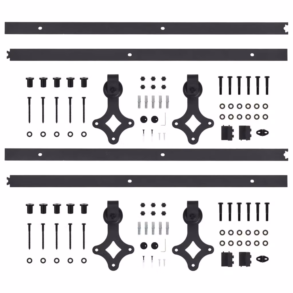 Berkfield Home Sliding Door Hardware Kit, 2 Piece Black Steel Set – 2