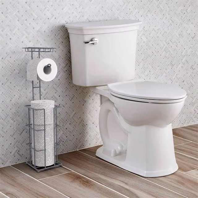 FORGEVIO Grey Metal Freestanding Toilet Paper Roll Holder and Spare Roll Holder, W: 180 cm x H: 180 cm