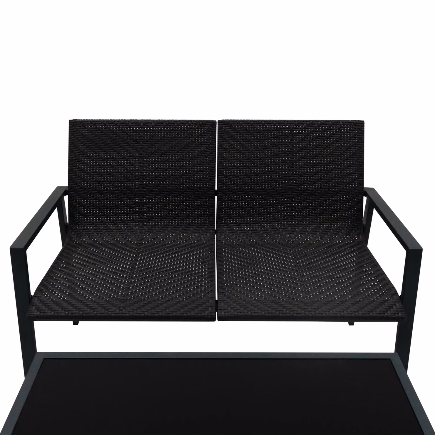 Monstershop Modern Black Rattan and Steel Patio Furniture Set with Glass Top – 4