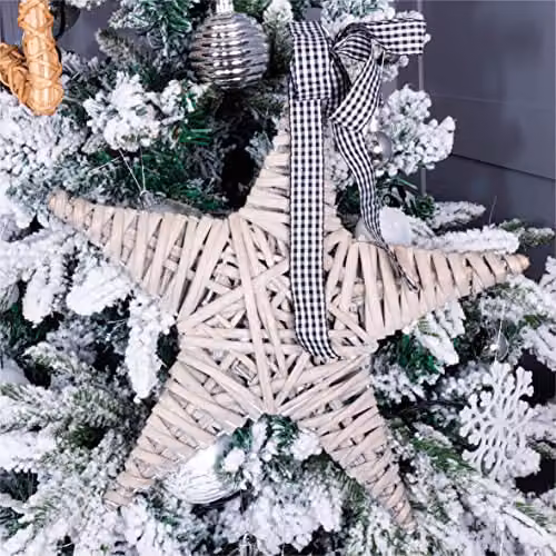 St Helens Home & Garden Grey Wicker Christmas Star Tree Topper – 3