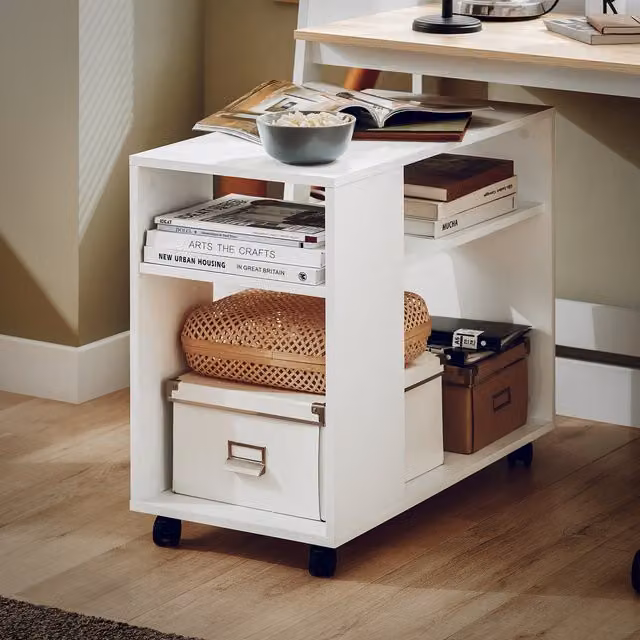 SoBuy Modern White Removable Side Table with Castors