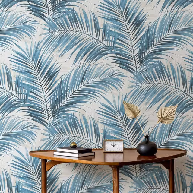 Erismann Calvado Blue Botanical Floral Vinyl Wallpaper Roll