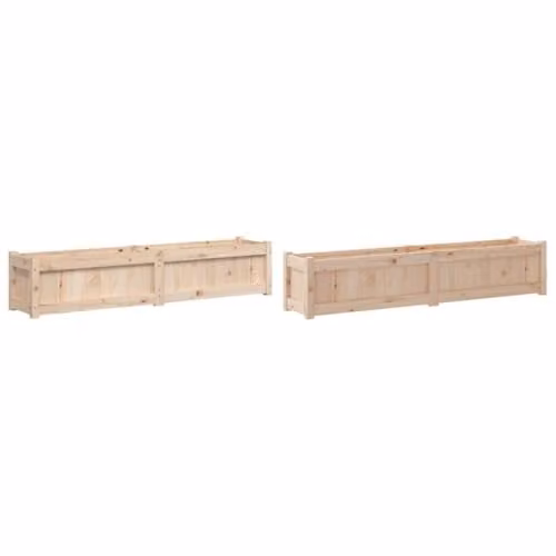 vidaXL Set of 2 Brown Solid Wood Pine Garden Planter Tubs