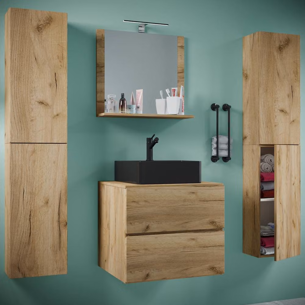 VCM Lendas XL 5-Piece Bathroom Set in Light Oak – 2