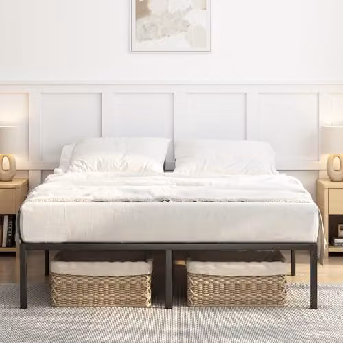 CozyLiving Florence Metal Bed Frame in Black, 180 x 200 cm, Height: 33 cm – 1