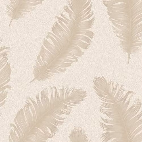 Belgravia Decor Ciara Glitter Feather Textured Vinyl Wallpaper in Cream, Soft Beige and Silver