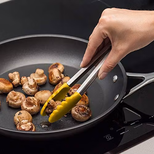 Zeal Silicone and Stainless Steel Non-Stick Mini Cooking Tongs, Yellow, 20 cm – 6