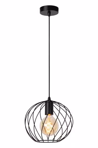 Lucide Danza Black Metal Sphere Pendant Light, Diameter: 25 cm – 1