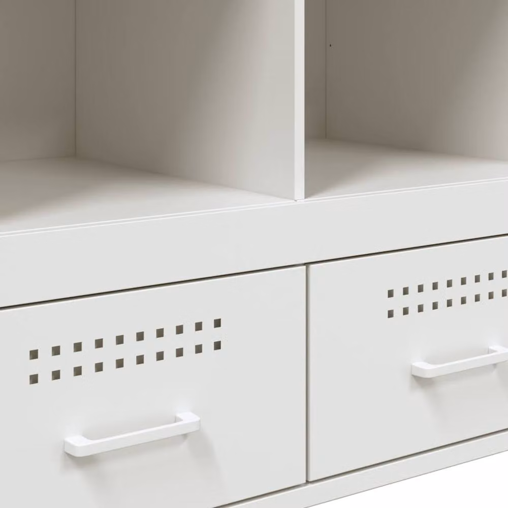 Berkfield Home Modern White Matt Metal Highboard with Internal Drawers and Shelves W/D/H: 68 x 39 x 101.5 cm – 3