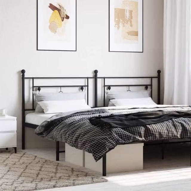 Berkfield Home Classic Metal Headboard in Black, Width: 200 cm