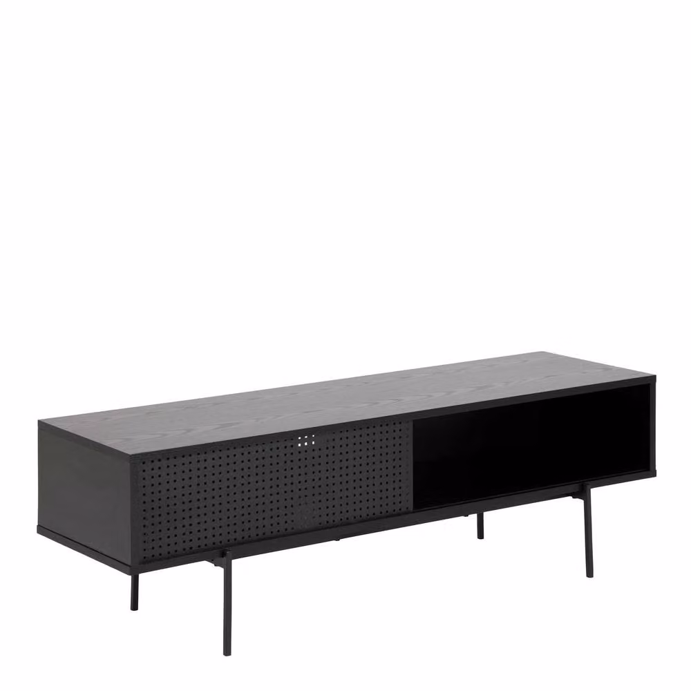 Wyld Haus Cambridge Industrial Black Metal Mesh TV Unit with 1 Sliding Door – 2