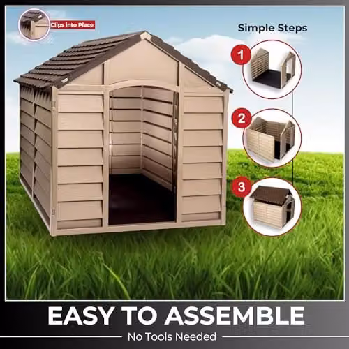 Samuel ALEXANDER Weatherproof Plastic Dog Kennel in Brown, W/D/H: 86 x 84 x 82 cm – 5
