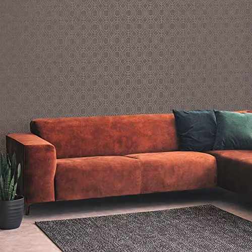 Superfresco Easy Charcoal Luxe Geometric Wallpaper with Metallic Asscher Textured Design in Grey and Black – 2