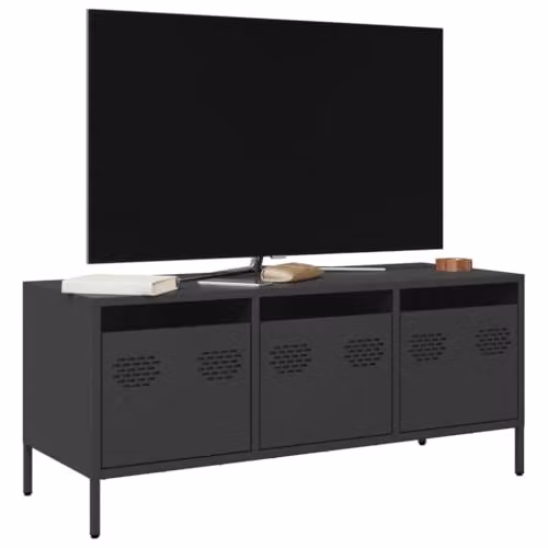 vidaXL Industrial Style TV Cabinet in Black Matt Metal, W/D/H: 101.5 x 39.0 x 43.5 cm – 4