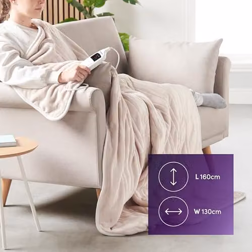 Emperial Luxury Heated Fleece Blanket in Beige, W/D/H: 160 x 130 cm – 6