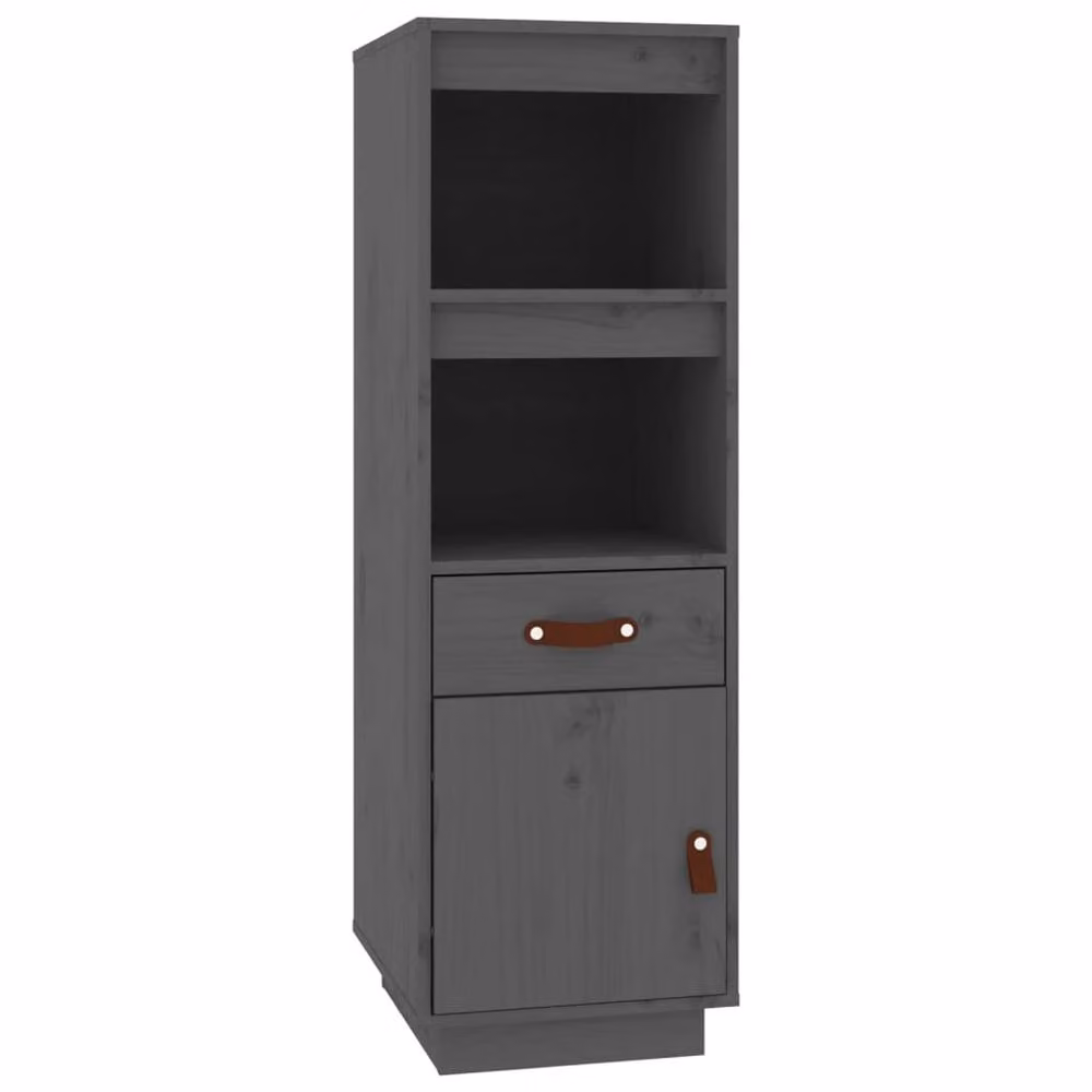 Berkfield Home Grey Solid Wood Pine Highboard with Hinged Doors and Internal Shelves, W/D/H: 34 x 40 x 108.5 cm – 2