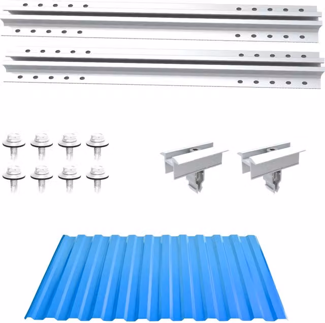 NuaSol Trapezoidal Sheet Metal Roof Mounting Set Extension in Silver